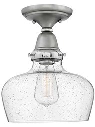 Academy Flush-Mount Ceiling Light with Curved Bell Shade in English Nickel.